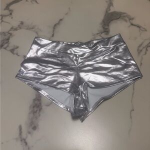 Shimmering Silver Women's Athletic Shorts